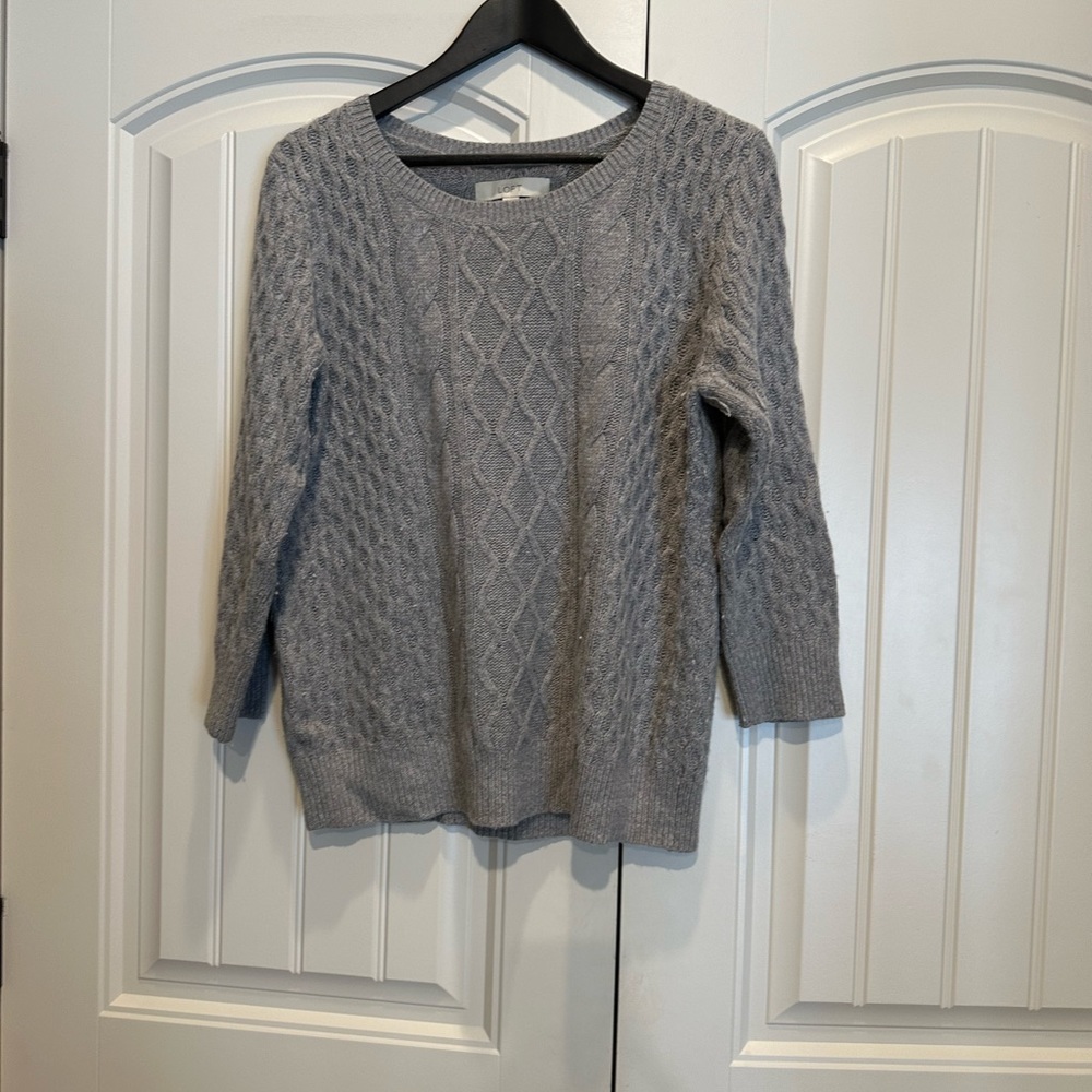 3/4 sleeve cable knit sweater